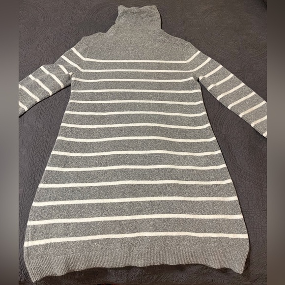 J. Crew Sweater Dress Gray and White Striped Turtleneck - Picture 7 of 12